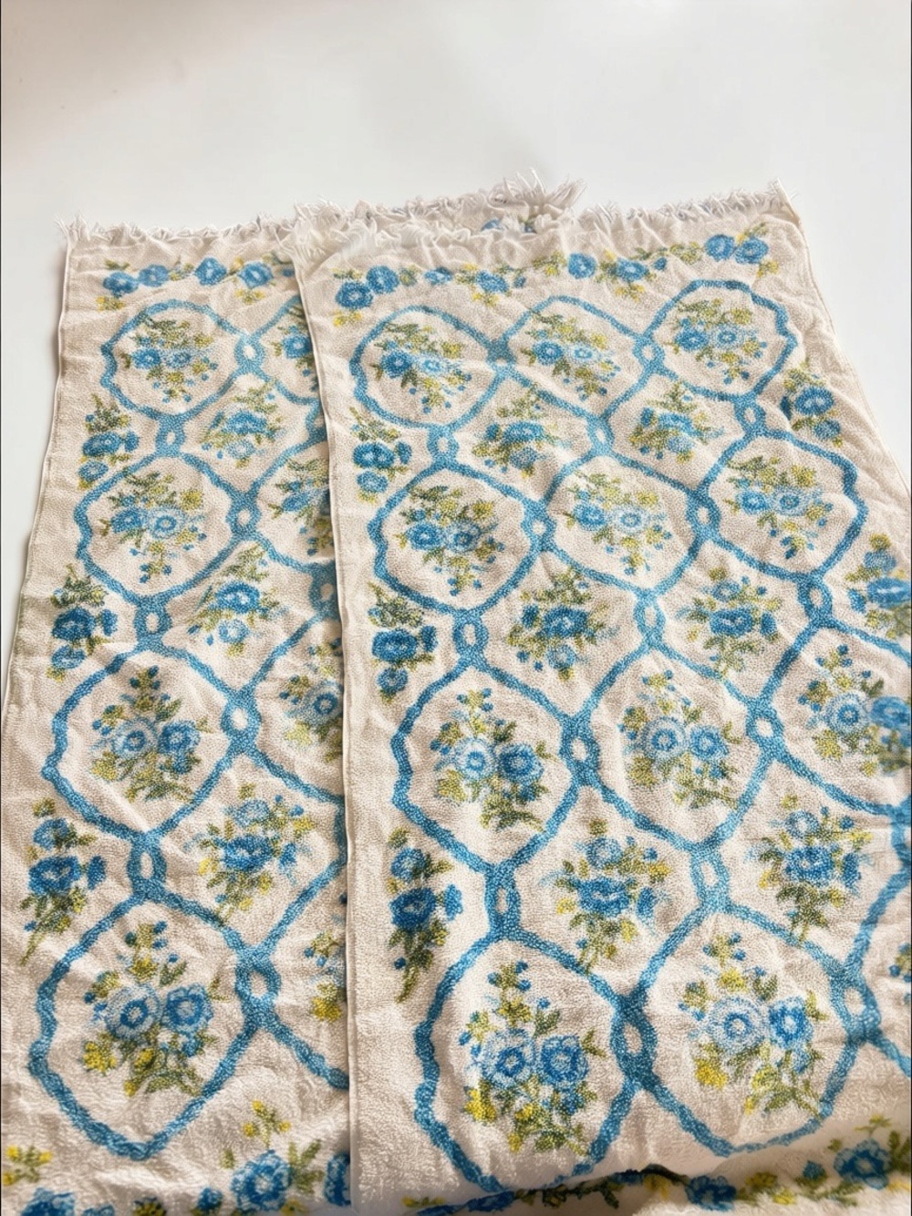 Vintage Caldwell His & Hers Floral Hand Towels Made in Canada Set of 2